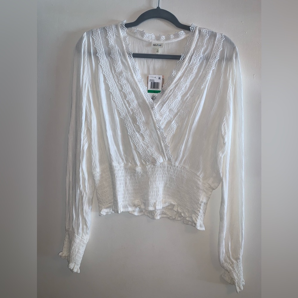 White long sleeve blouse top